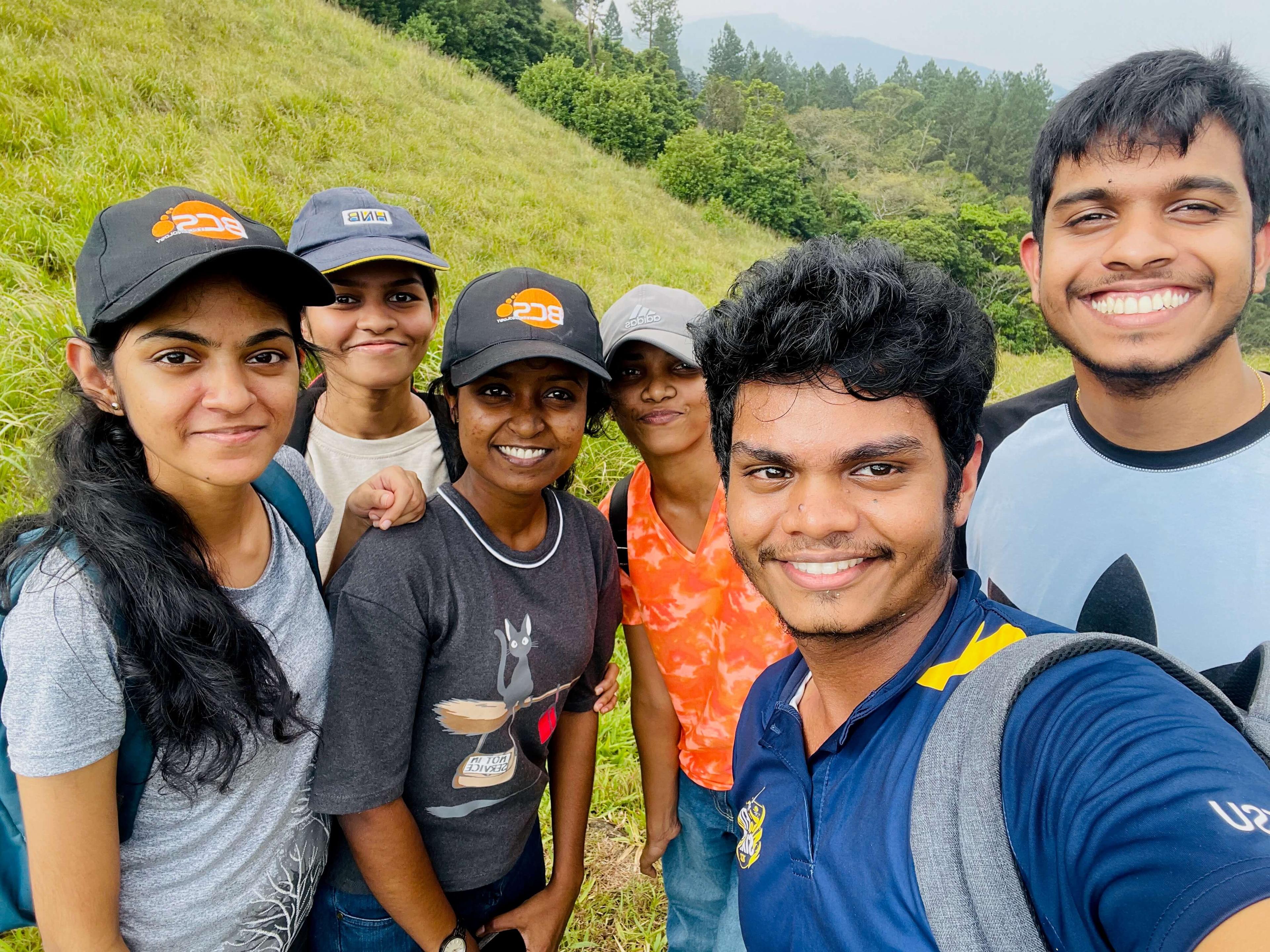 Haritha and Friends at the Hantana Mountain Range, during the batch trip