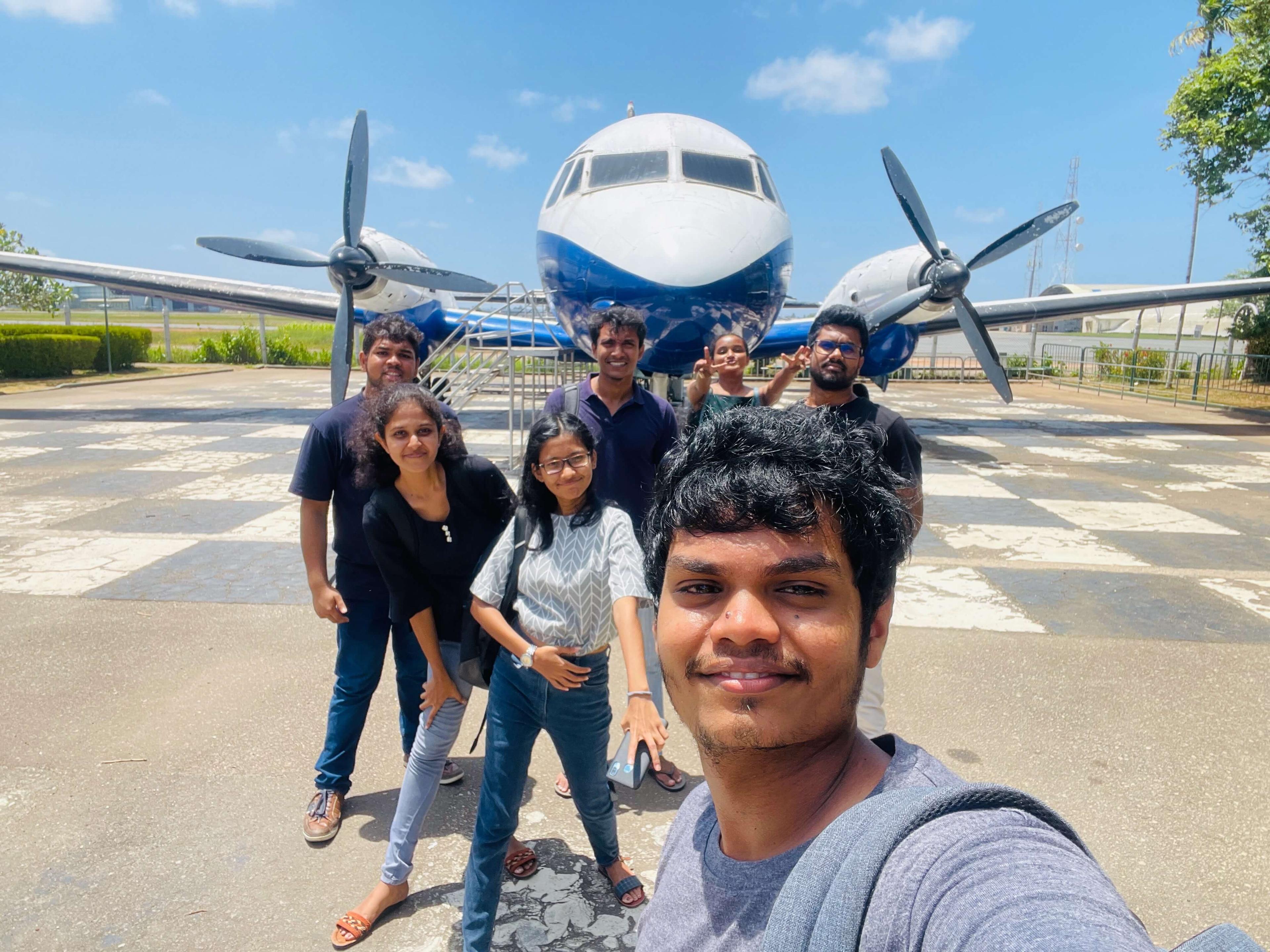 Haritha with the "කිරිබොමු 🍼" gang at the Air Force Museum, Rathmalana