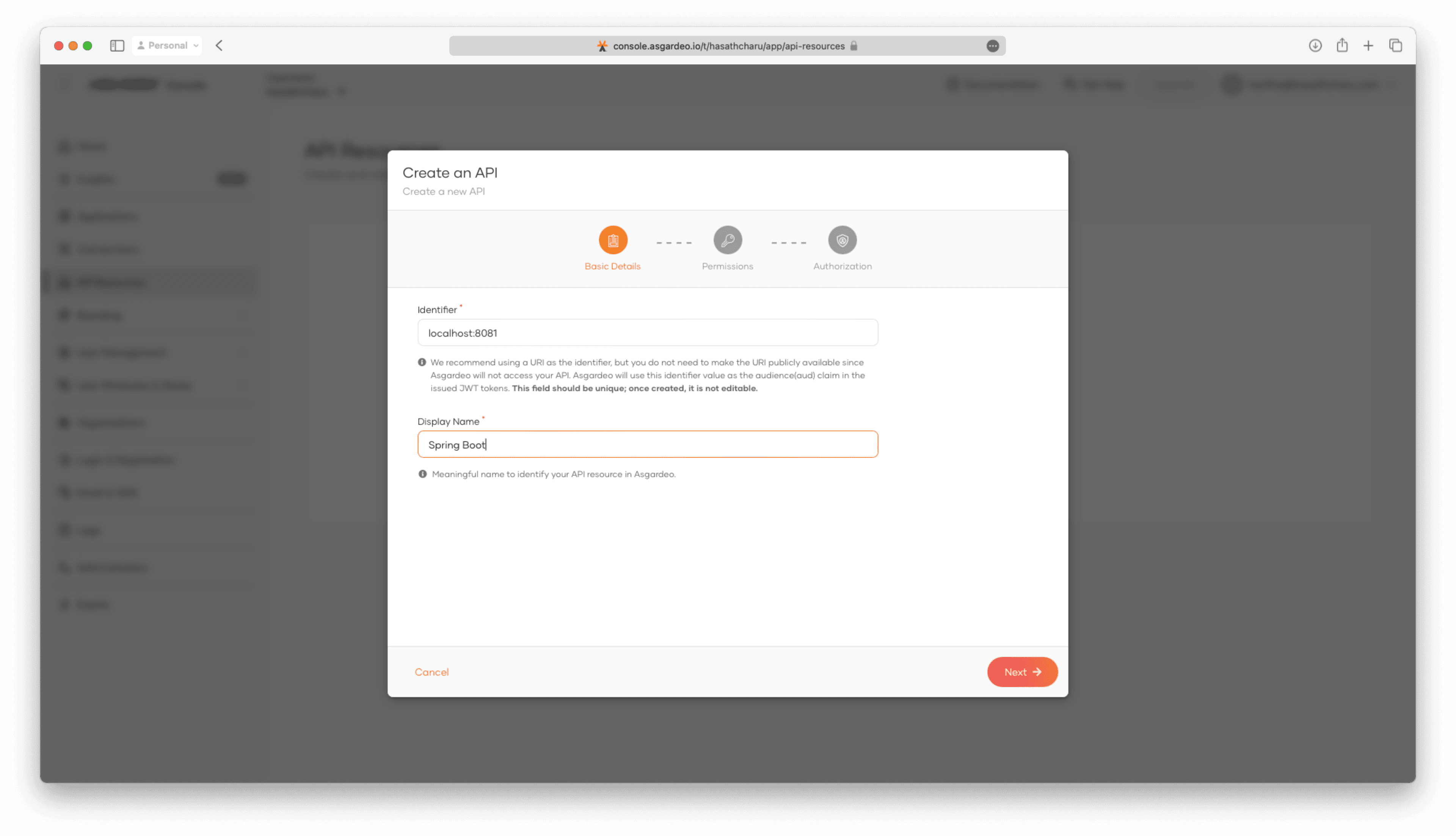 Registering an API resource