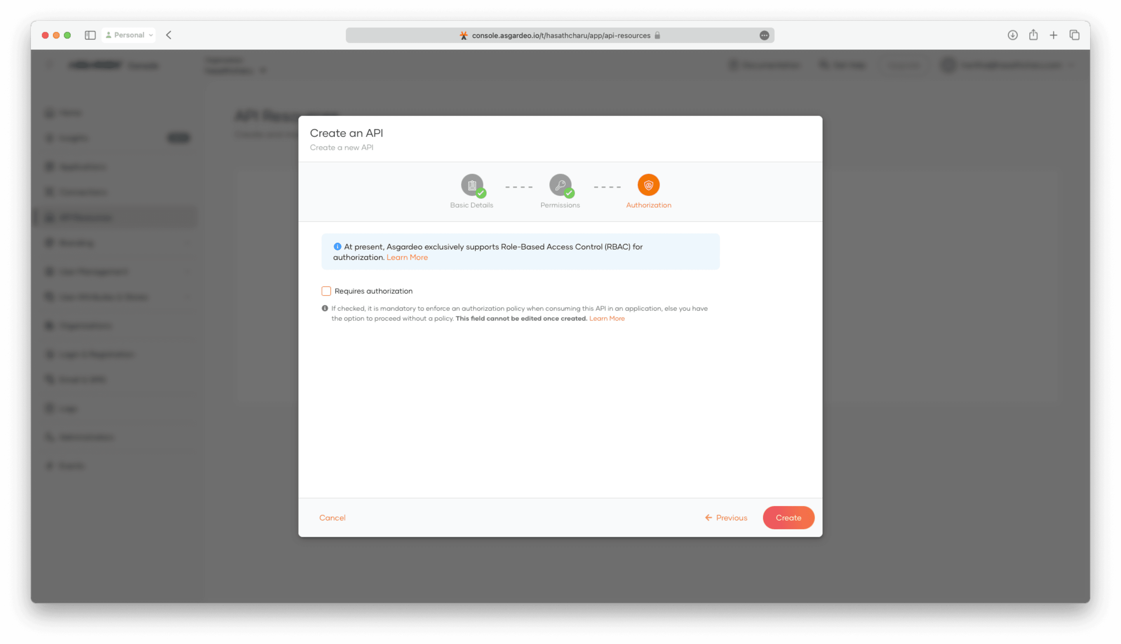 Registering an API resource