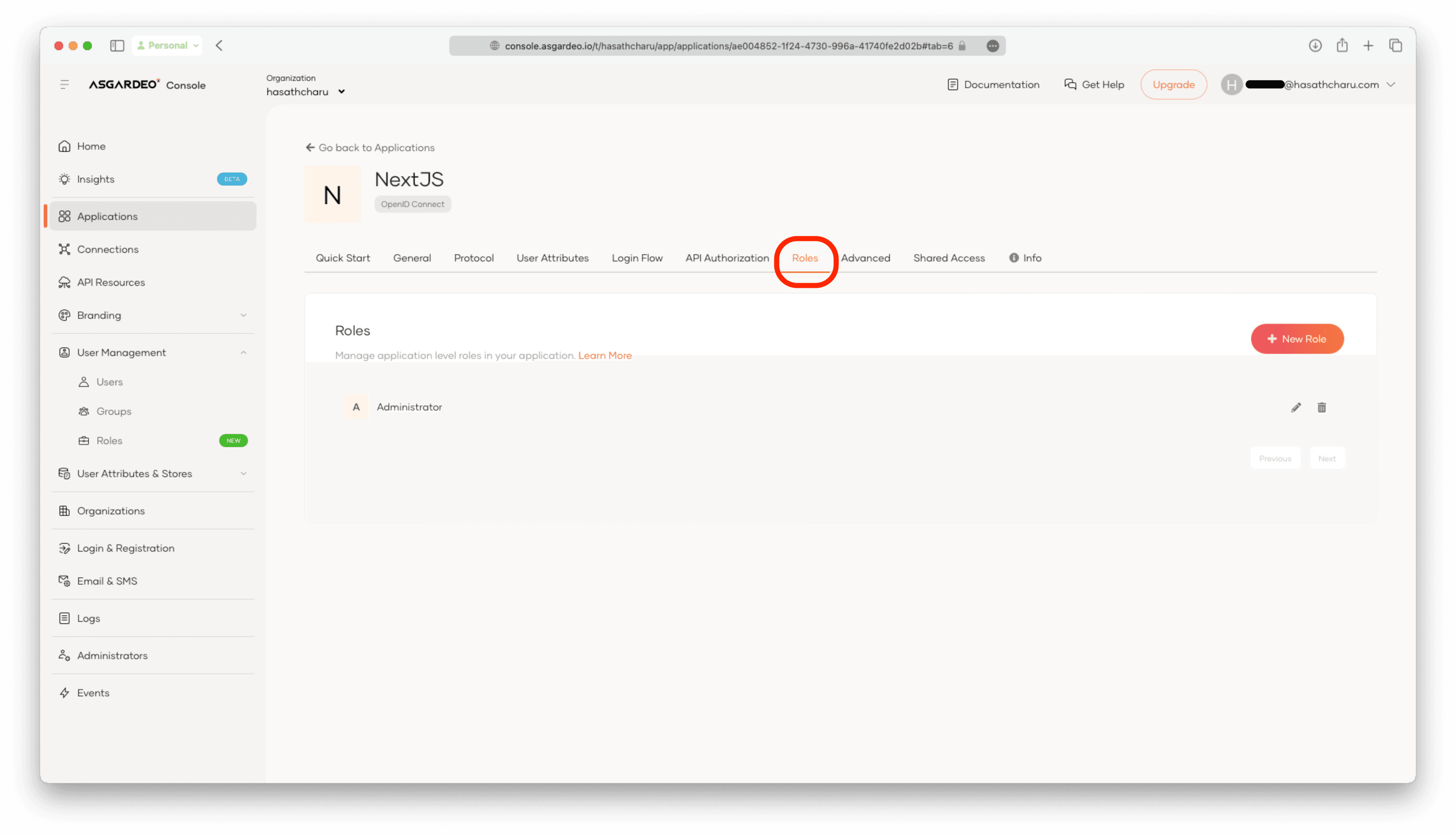 Connecting the Administrator role with the admin scope