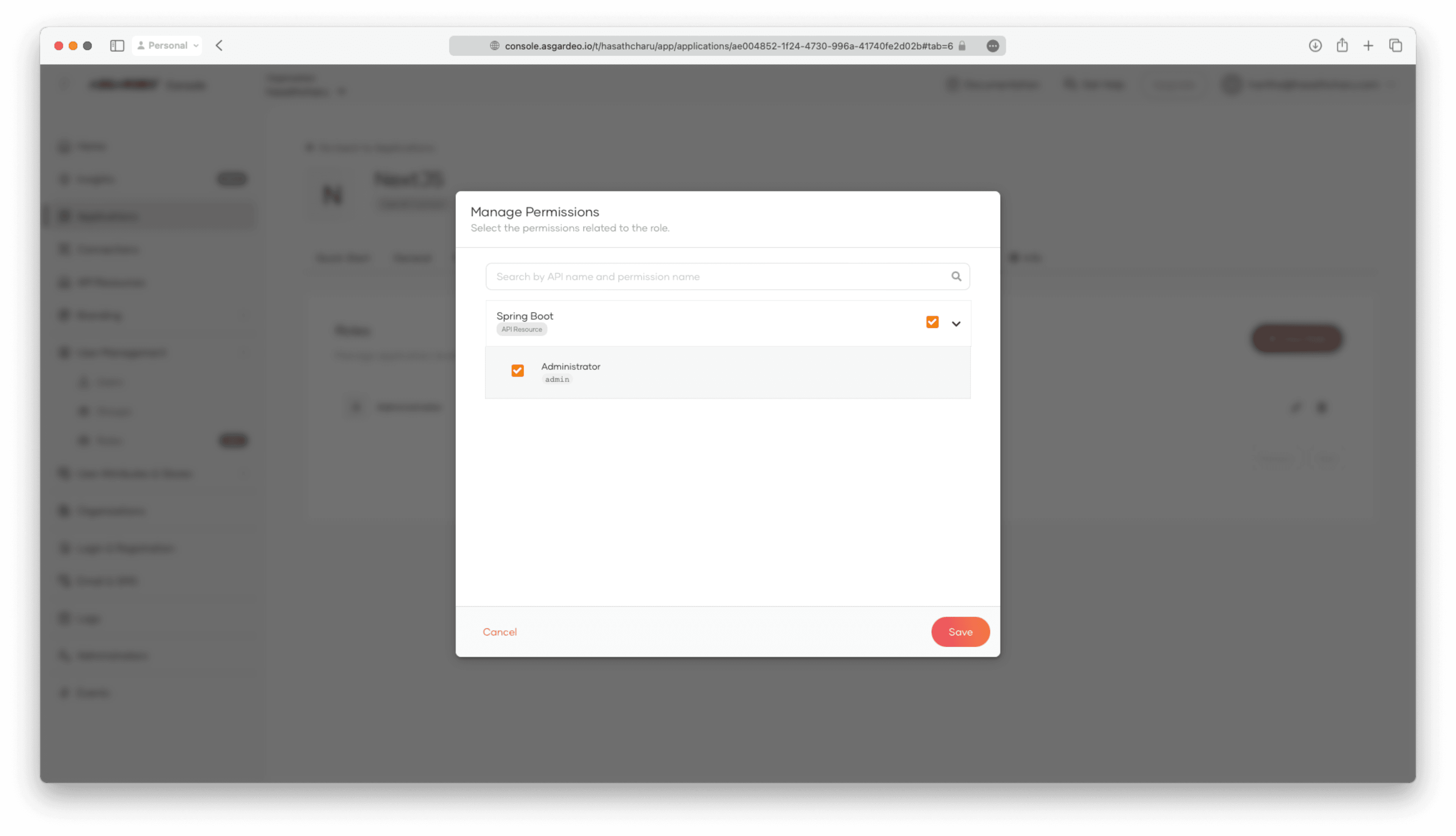 Connecting the Administrator role with the admin scope