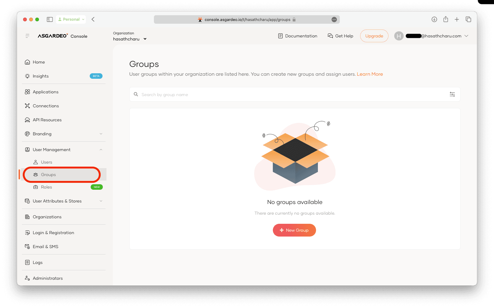 Groups page