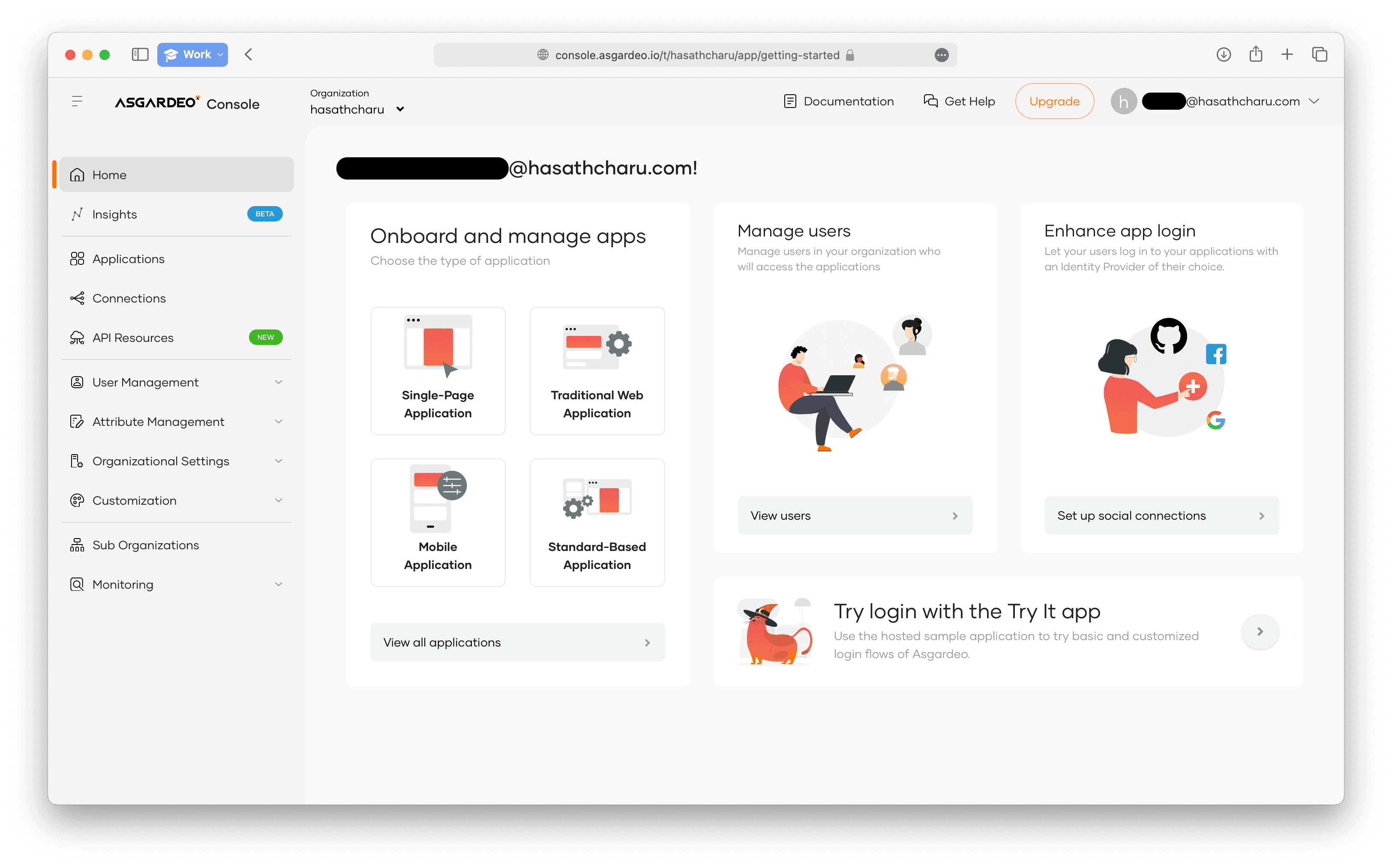 Asgardeo Account Dashboard