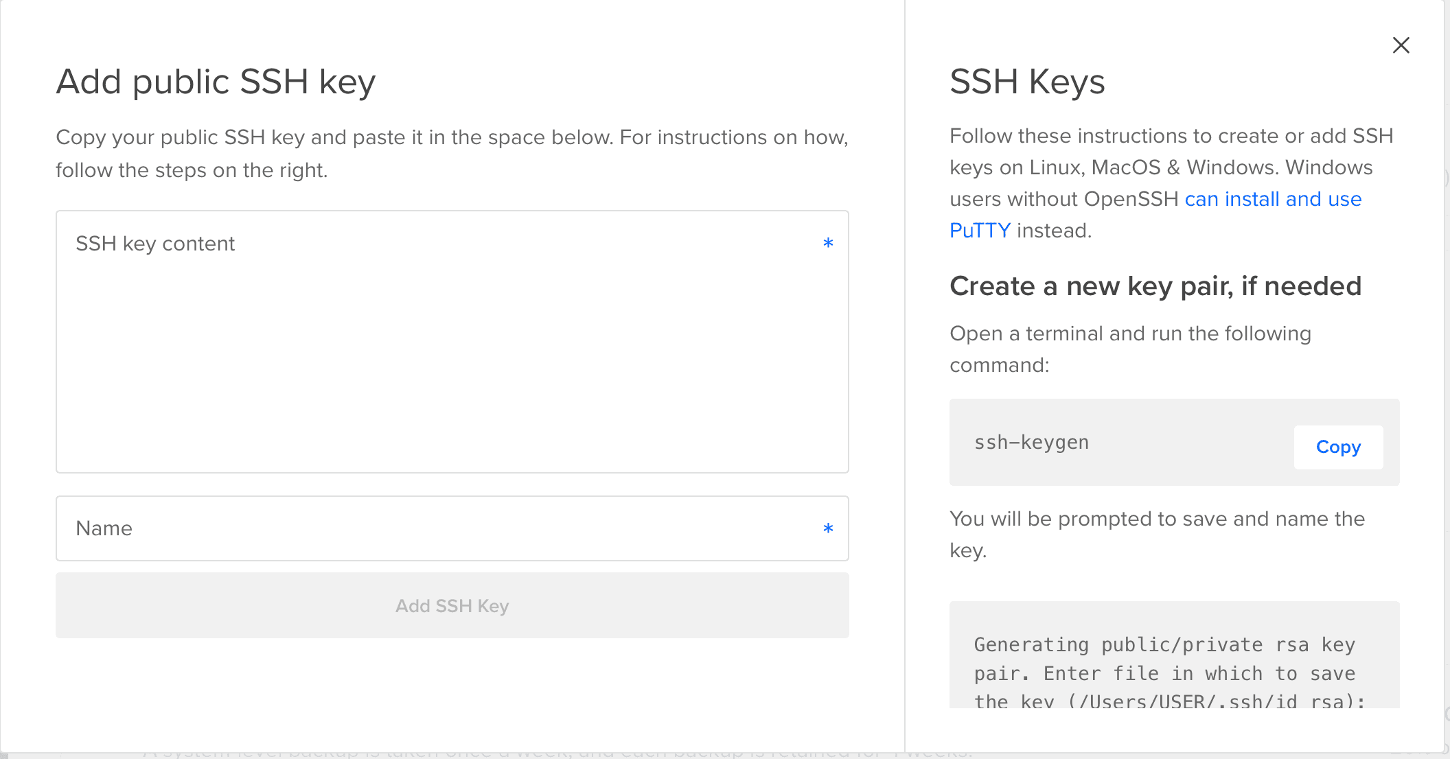 Adding a public SSH Key to your server