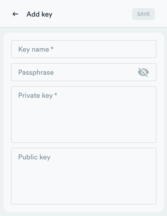 Termius Client — Adding a key