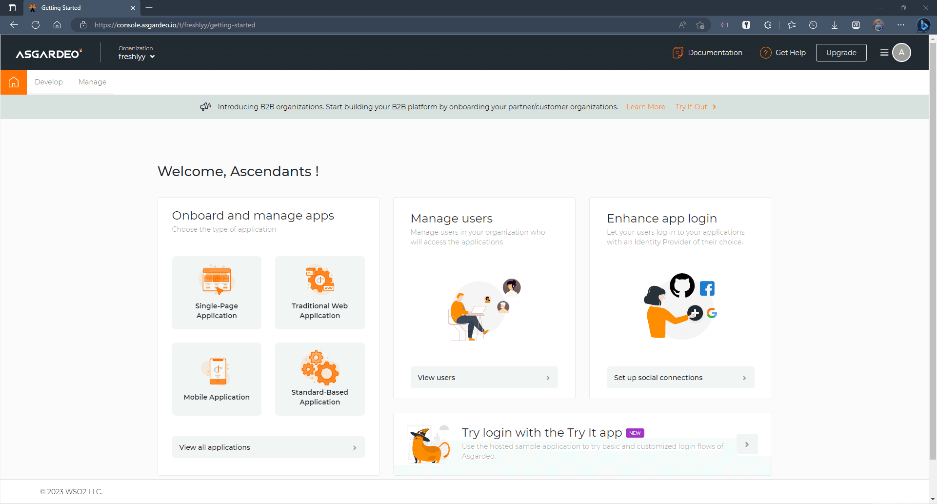 Asgardeo Dashboard